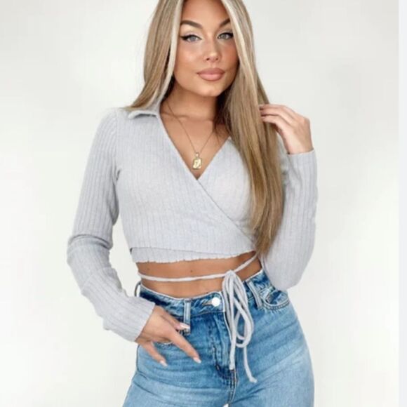 Lane 201 Weekend Living Wrap Top Grey S NWT in packaging - Picture 1 of 7